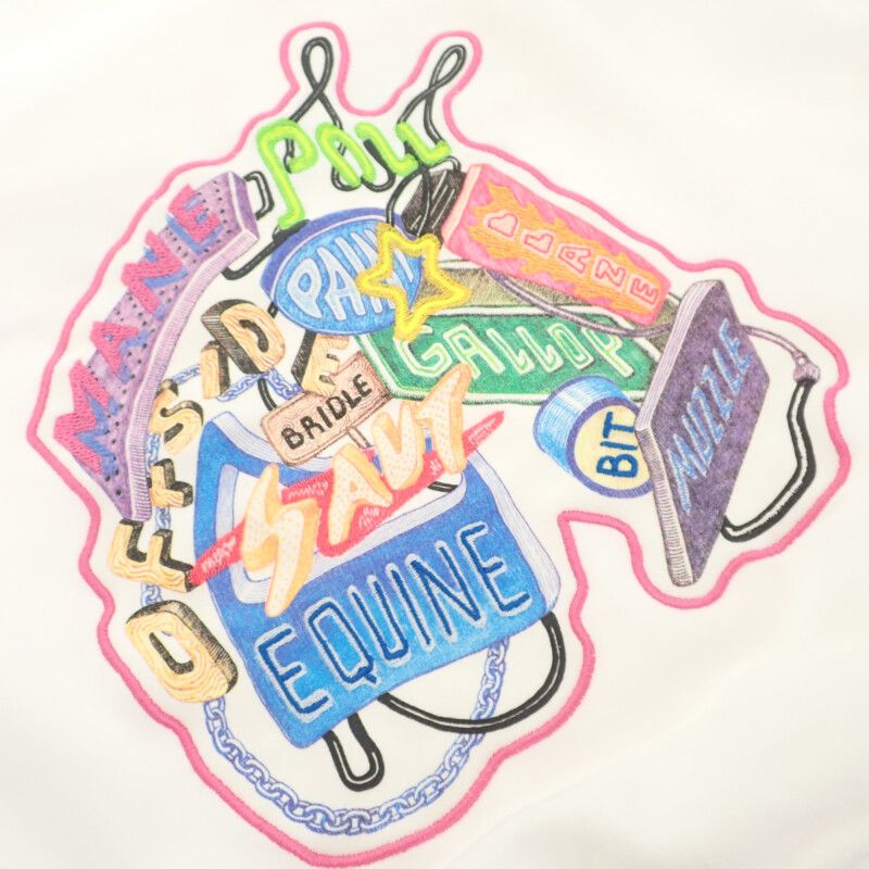 Hermes Chevaloscop 23SS 36 3e4626da Sweatshirt Cotton White Neon Men Women's
