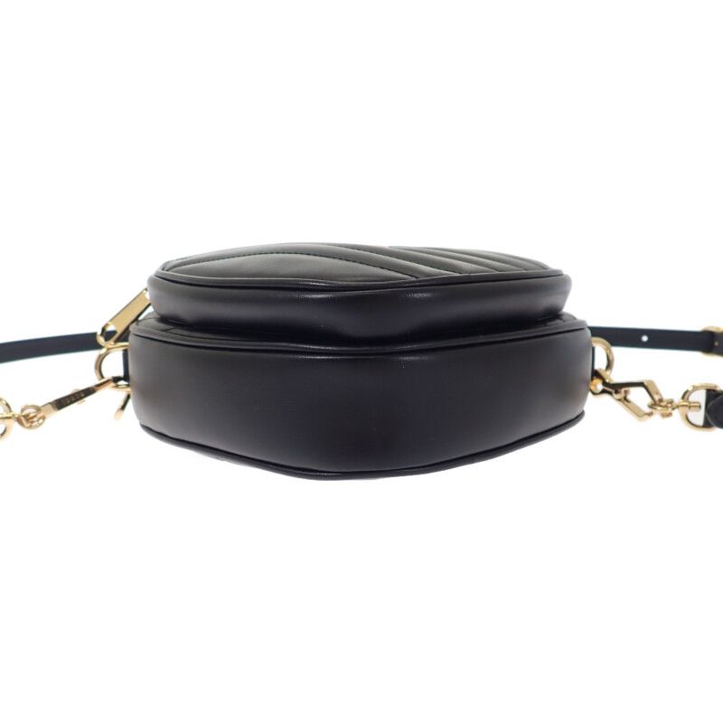 Gucci Interlocking G Heart 751628 Shoulder Bag Calf Black Gold Hardware Ladies
