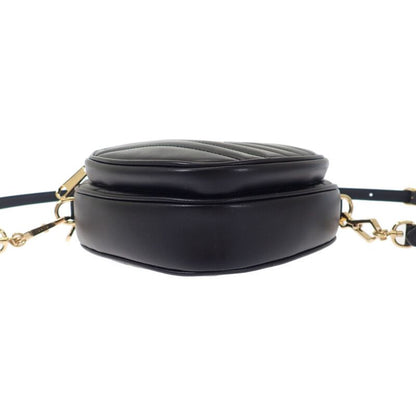 Gucci Interlocking G Heart 751628 Shoulder Bag Calf Black Gold Hardware Ladies