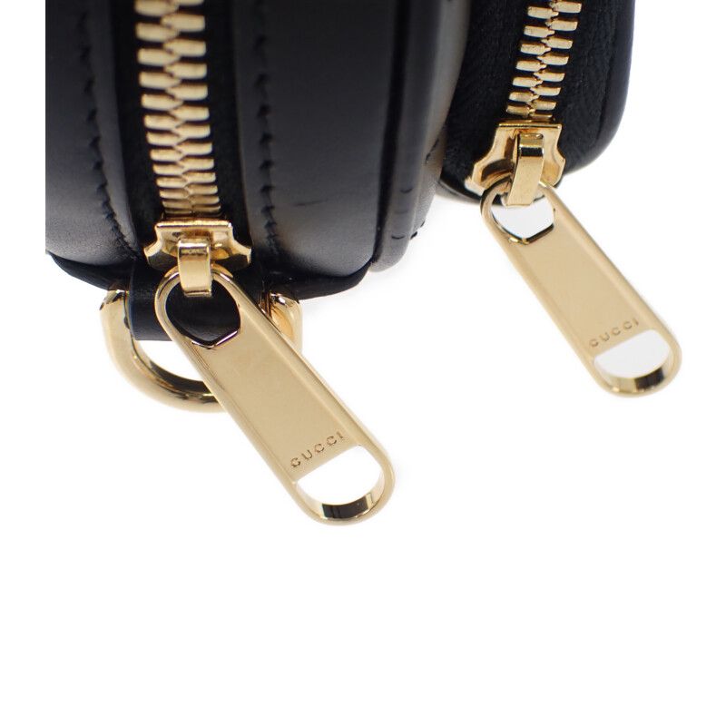 Gucci Interlocking G Heart 751628 Shoulder Bag Calf Black Gold Hardware Ladies
