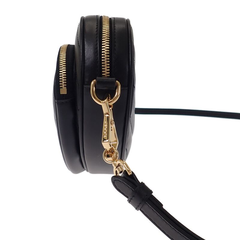 Gucci Interlocking G Heart 751628 Shoulder Bag Calf Black Gold Hardware Ladies