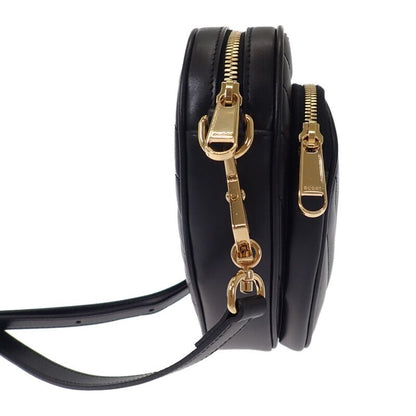 Gucci Interlocking G Heart 751628 Shoulder Bag Calf Black Gold Hardware Ladies