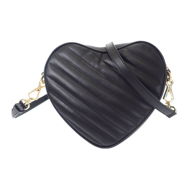 Gucci Interlocking G Heart 751628 Shoulder Bag Calf Black Gold Hardware Ladies