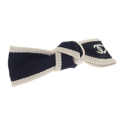 Chanel Bow Aa9921 Barrette Silk Black Silver Hardware Ladies [ranked A