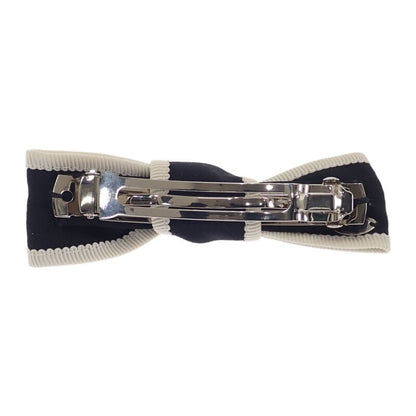 Chanel Bow Aa9921 Barrette Silk Black Silver Hardware Ladies [ranked A