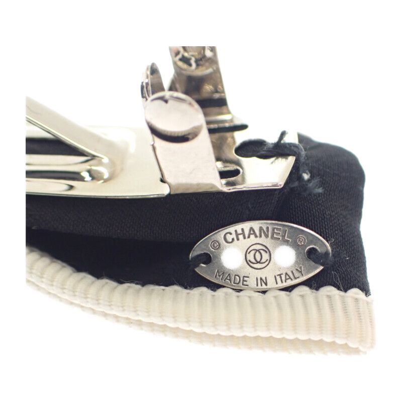Chanel Bow Aa9921 Barrette Silk Black Silver Hardware Ladies [ranked A