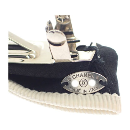 Chanel Bow Aa9921 Barrette Silk Black Silver Hardware Ladies [ranked A