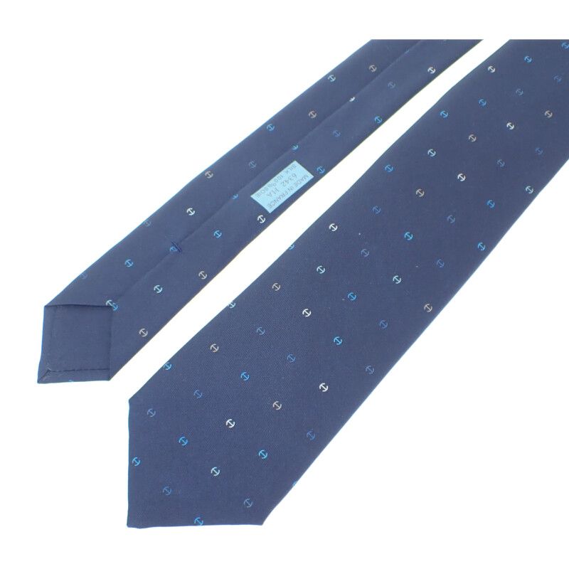 Hermes Silk Twill Tie H Tonneau H006342t Tie Silk Navy Multicolor Men's Gift
