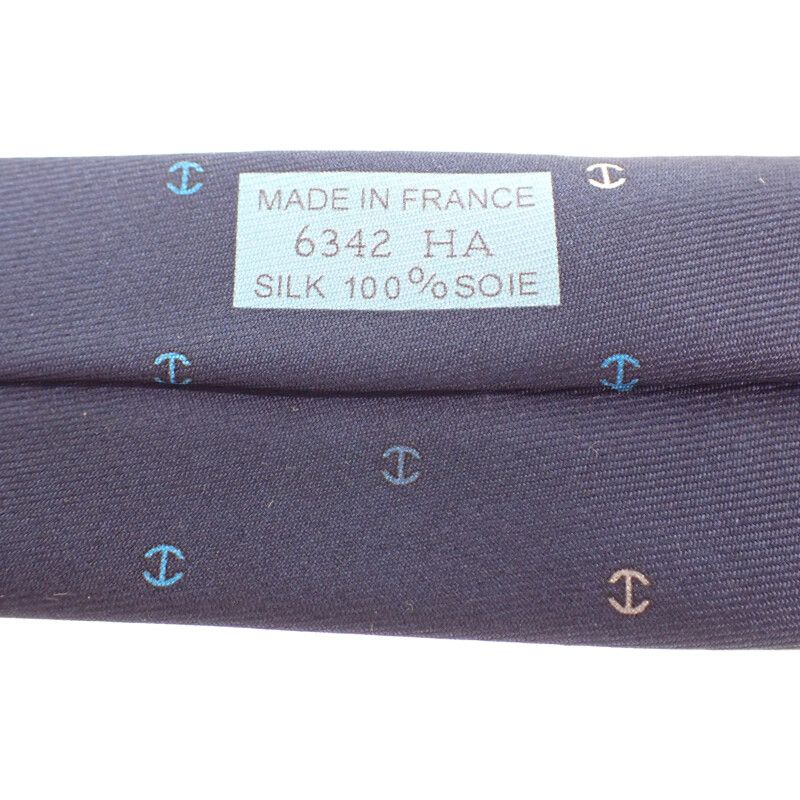 Hermes Silk Twill Tie H Tonneau H006342t Tie Silk Navy Multicolor Men's Gift