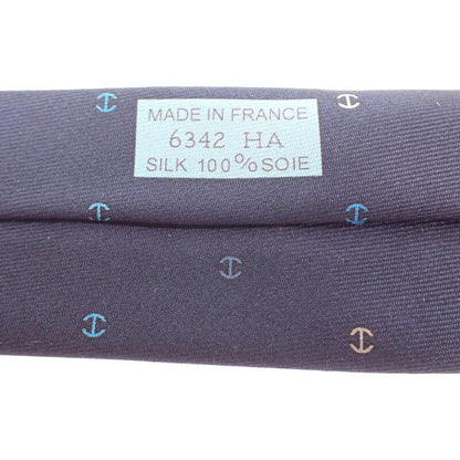 Hermes Silk Twill Tie H Tonneau H006342t Tie Silk Navy Multicolor Men's Gift