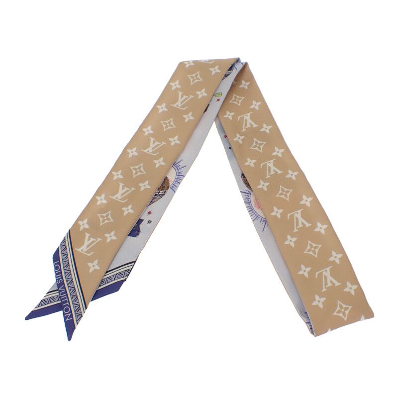 Louis Vuitton Eclipse Bandeau M79533 Scarf Silk Blue Beige Ladies [SA Rank