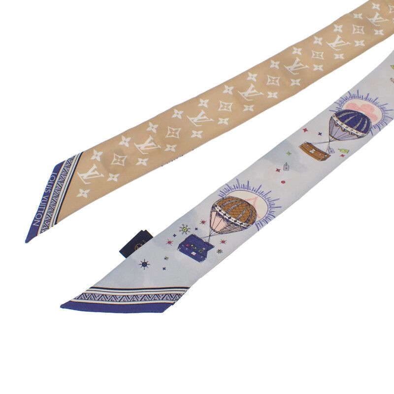 Louis Vuitton Eclipse Bandeau M79533 Scarf Silk Blue Beige Ladies [SA Rank