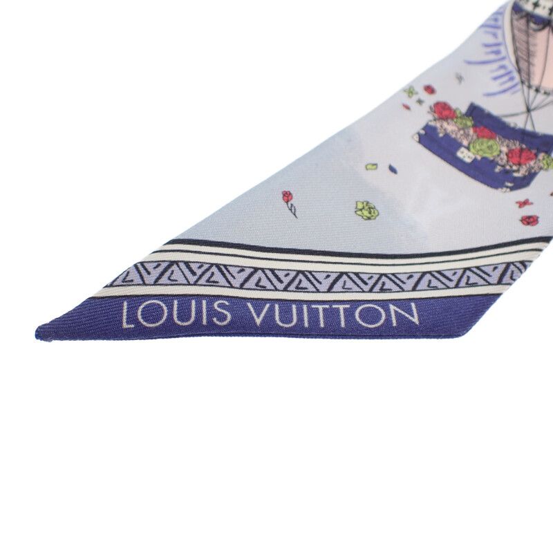 Louis Vuitton Eclipse Bandeau M79533 Scarf Silk Blue Beige Ladies [SA Rank