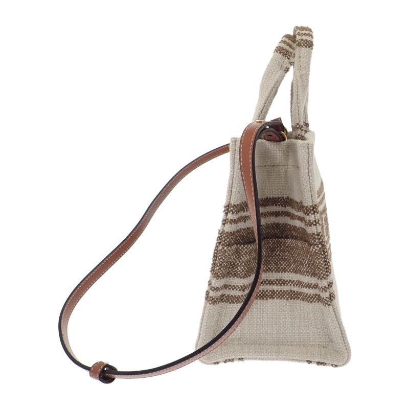 Celine Small Cabas Tice 199162ez7.18tn 2-way Bag Canvas Calf Tobacco Tan Ivory