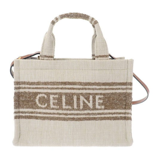 Celine Small Cabas Tice 199162ez7.18tn 2-way Bag Canvas Calf Tobacco Tan Ivory