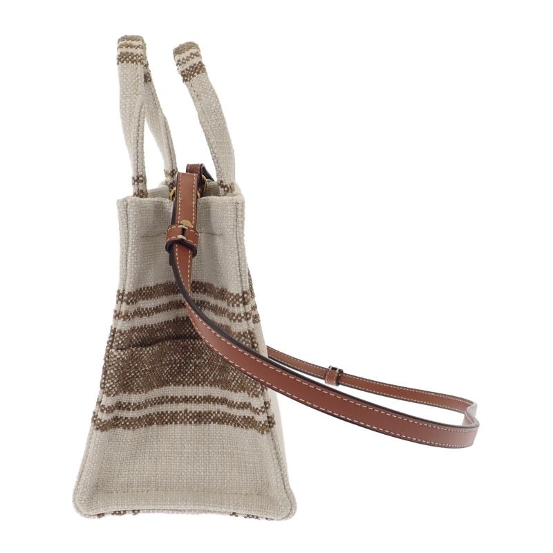 Celine Small Cabas Tice 199162ez7.18tn 2-way Bag Canvas Calf Tobacco Tan Ivory