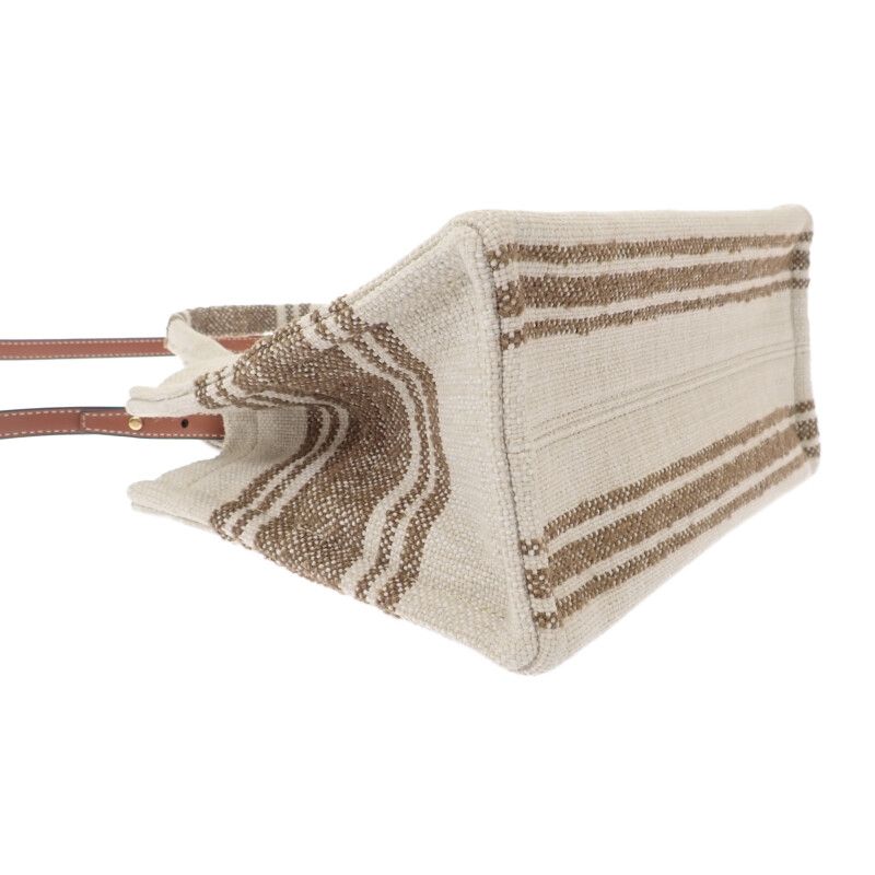 Celine Small Cabas Tice 199162ez7.18tn 2-way Bag Canvas Calf Tobacco Tan Ivory