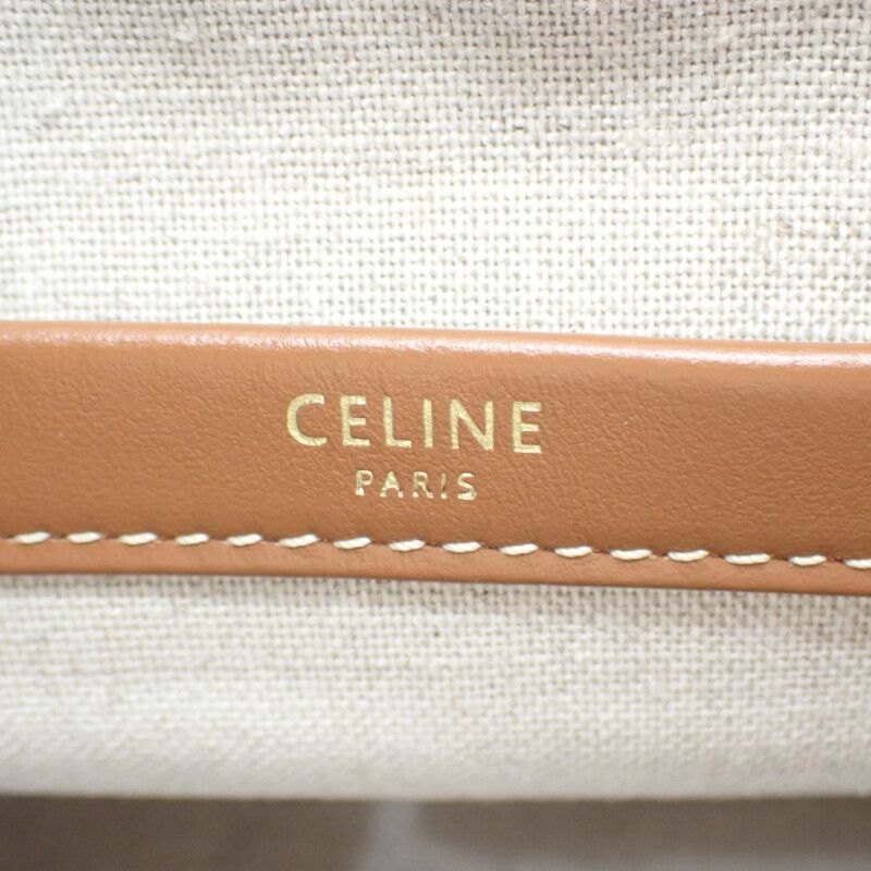 Celine Small Cabas Tice 199162ez7.18tn 2-way Bag Canvas Calf Tobacco Tan Ivory