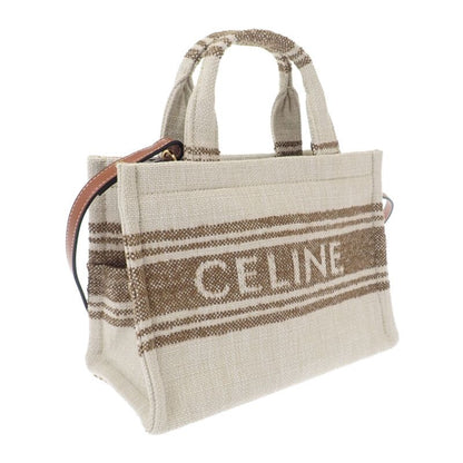Celine Small Cabas Tice 199162ez7.18tn 2-way Bag Canvas Calf Tobacco Tan Ivory