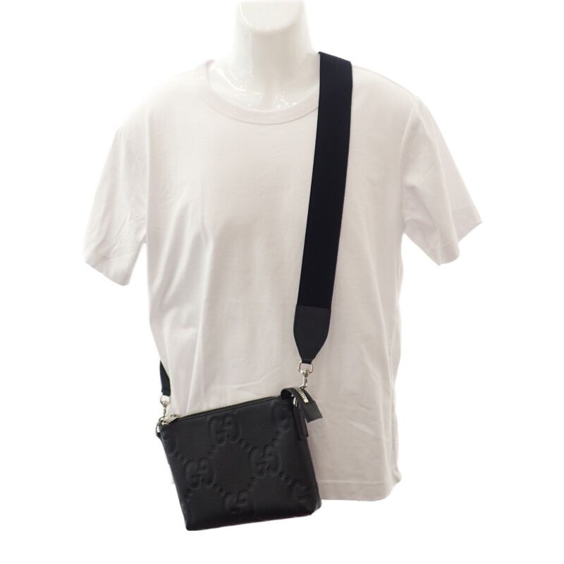 Gucci Jumbo GG Small Messenger Bag 761747_aaby7_1000 Shoulder Bag Leather Black