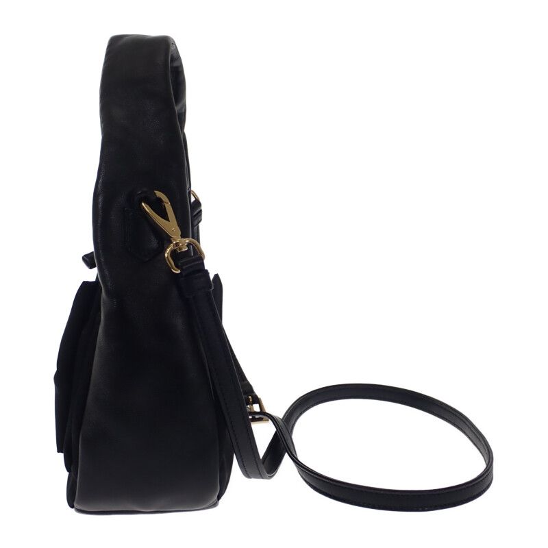 Prada Ribbon Mini 1bc241_rp0c_f0002_v_oxo 2WAY Bag Leather Nylon Black Gold
