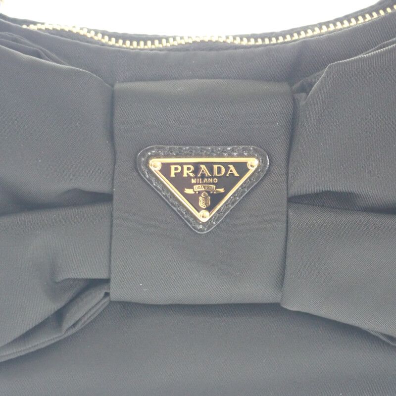 Prada Ribbon Mini 1bc241_rp0c_f0002_v_oxo 2WAY Bag Leather Nylon Black Gold