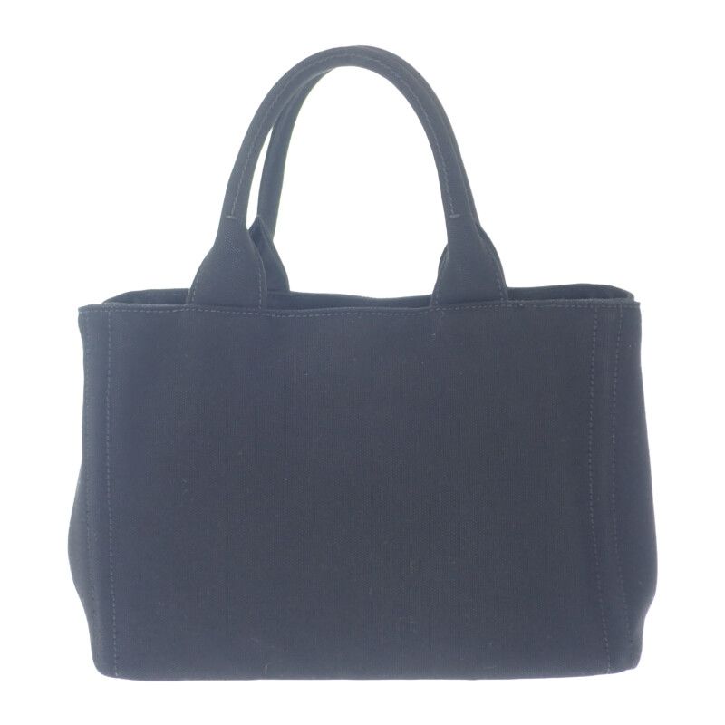Prada Canapa Tote S 1bg439 2WAY Bag Canvas Black Silver Hardware Ladies