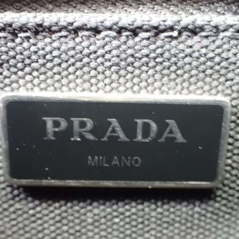 Prada Canapa Tote S 1bg439 2WAY Bag Canvas Black Silver Hardware Ladies