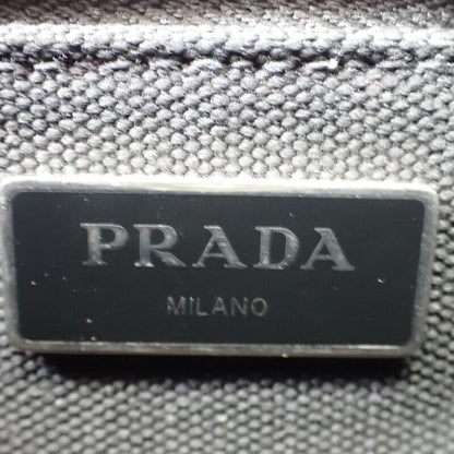 Prada Canapa Tote S 1bg439 2WAY Bag Canvas Black Silver Hardware Ladies