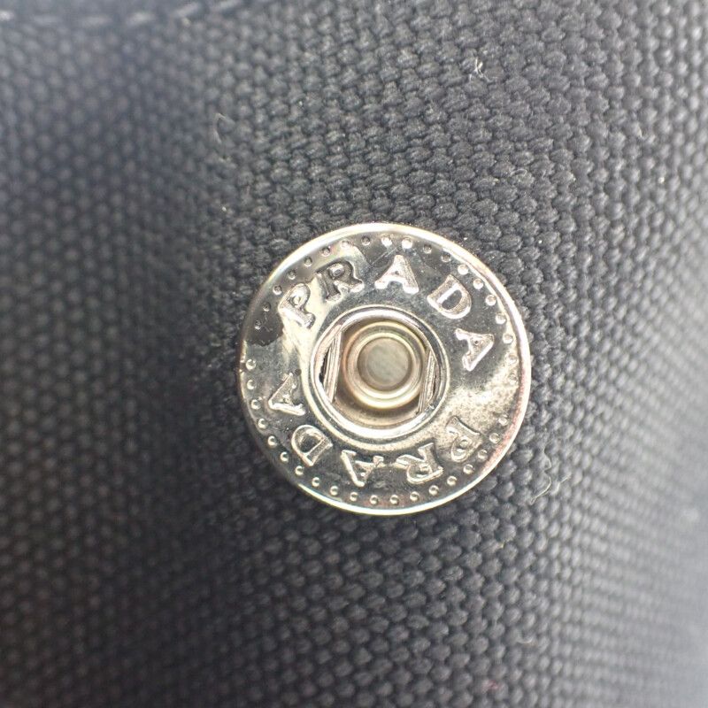 Prada Canapa Tote S 1bg439 2WAY Bag Canvas Black Silver Hardware Ladies