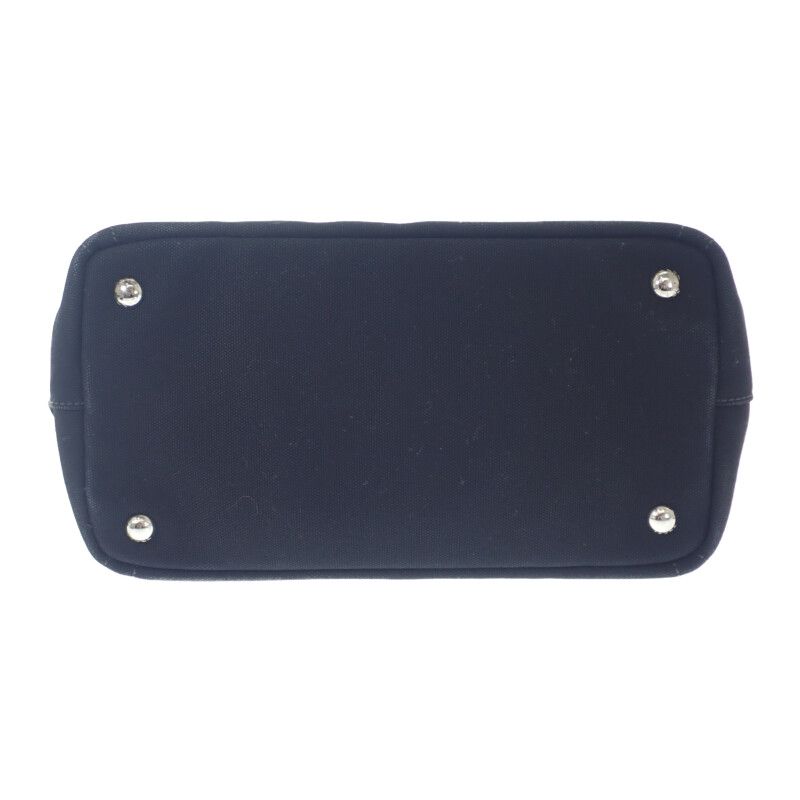 Prada Canapa Tote S 1bg439 2WAY Bag Canvas Black Silver Hardware Ladies