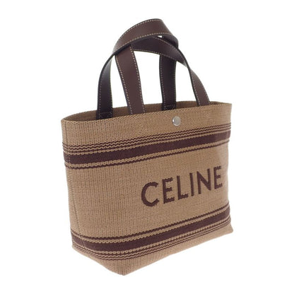 Celine Mini Cabas Tote 116992fry.02nu 2WAY Bag Leather Raffia Brown Ladies
