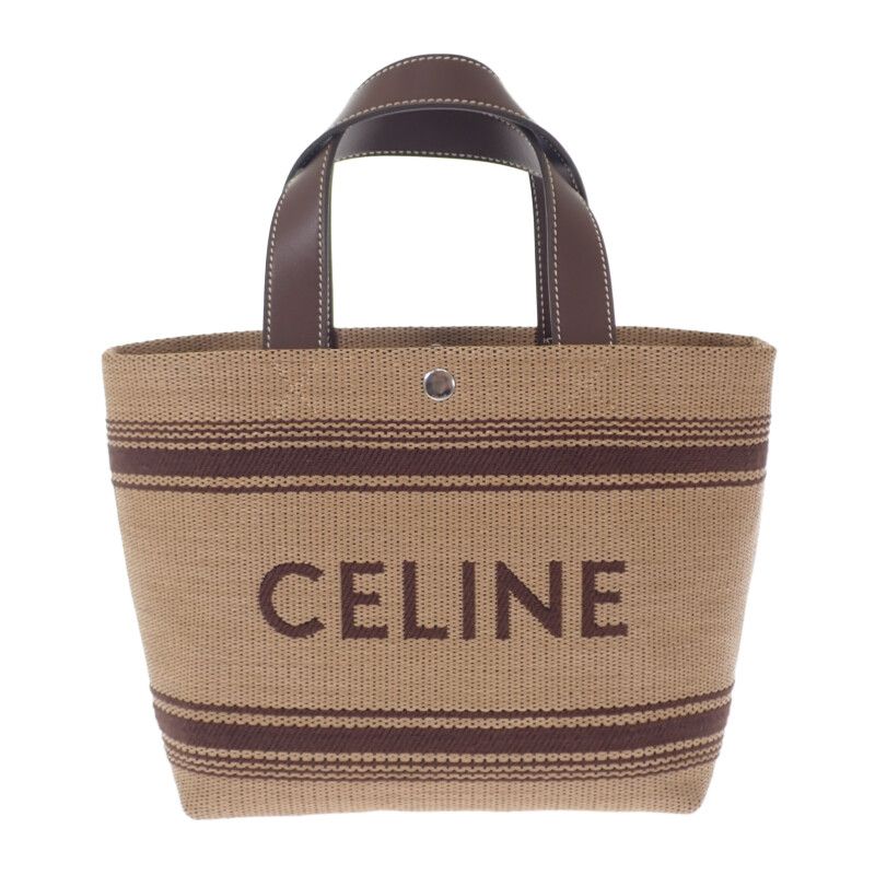 Celine Mini Cabas Tote 116992fry.02nu 2WAY Bag Leather Raffia Brown Ladies
