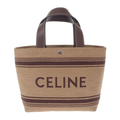 Celine Mini Cabas Tote 116992fry.02nu 2WAY Bag Leather Raffia Brown Ladies