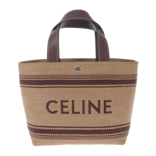 Celine Mini Cabas Tote 116992fry.02nu 2WAY Bag Leather Raffia Brown Ladies