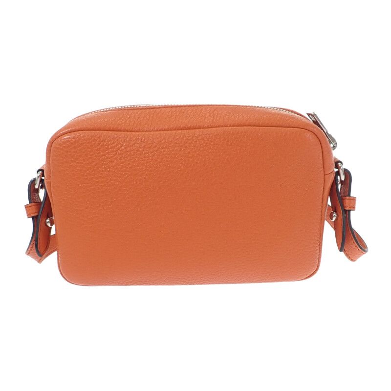 Prada Vittero Dino Soft 1bh192 Shoulder Bag Leather Orange Silver Hardware