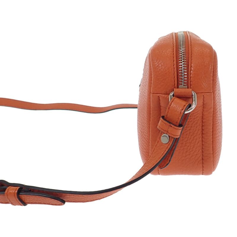 Prada Vittero Dino Soft 1bh192 Shoulder Bag Leather Orange Silver Hardware