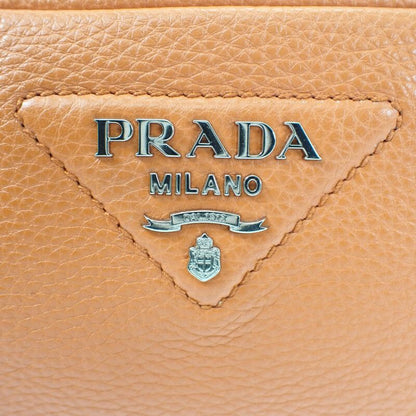 Prada Vittero Dino Soft 1bh192 Shoulder Bag Leather Orange Silver Hardware