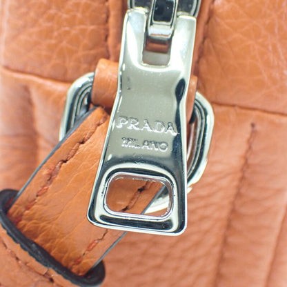 Prada Vittero Dino Soft 1bh192 Shoulder Bag Leather Orange Silver Hardware