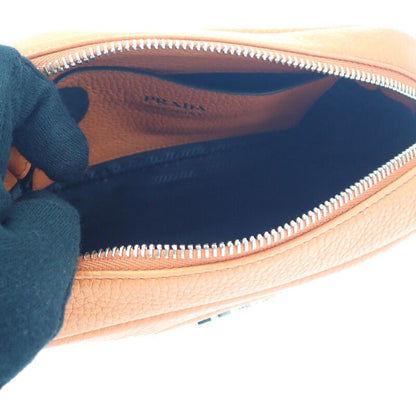 Prada Vittero Dino Soft 1bh192 Shoulder Bag Leather Orange Silver Hardware