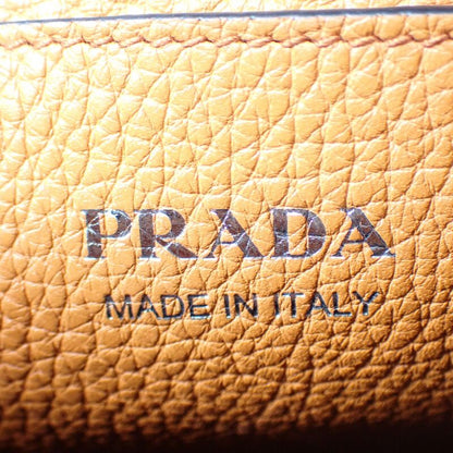 Prada Vittero Dino Soft 1bh192 Shoulder Bag Leather Orange Silver Hardware