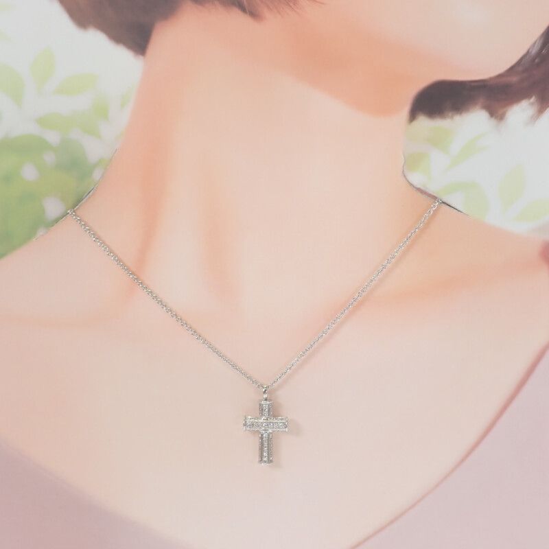 Bulgari Bvlgari Latin Cross 328947 Necklace 18K White Gold White Gold Diamond