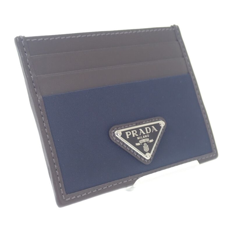 Prada Re-nylon×leather 2mc025_384_f0c1b Card Case Nylon Navy Dark Brown Ladies
