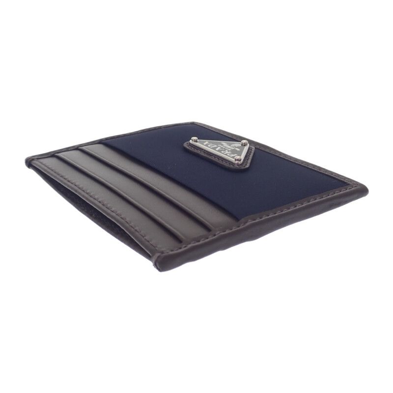 Prada Re-nylon×leather 2mc025_384_f0c1b Card Case Nylon Navy Dark Brown Ladies
