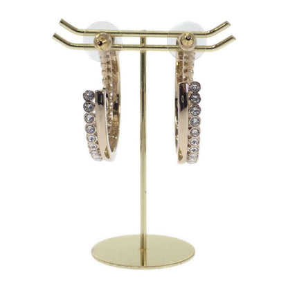 Chanel CC Hoop B23K Earrings Metal Strass Gold Ladies Cute Fashionable Gift [AB