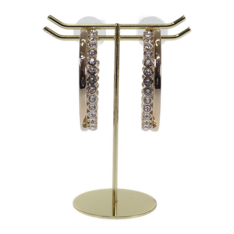 Chanel CC Hoop B23K Earrings Metal Strass Gold Ladies Cute Fashionable Gift [AB