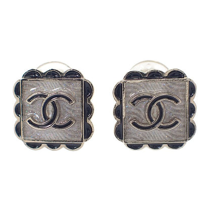 Chanel Square Coco Mark Earrings Abe425 B18071 Nzt06 Metal Resin White Black