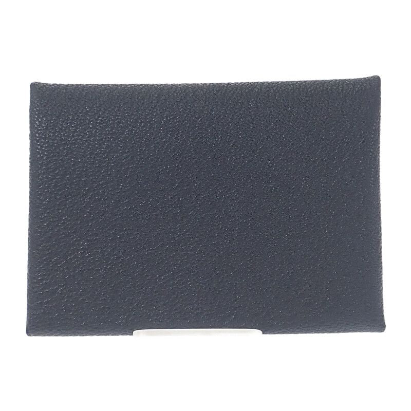 Hermes Calvi Duo Card Case Chevre Misol Gray Grimisty Black Silver Hardware Men