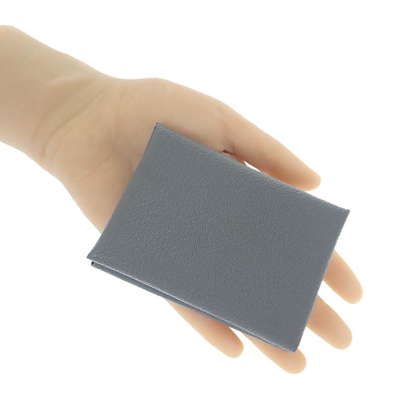 Hermes Calvi Duo Card Case Chevre Misol Gray Grimisty Black Silver Hardware Men