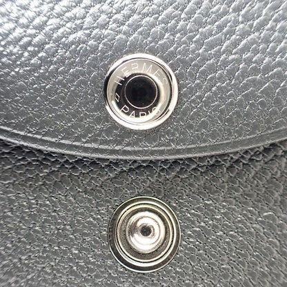 Hermes Calvi Duo Card Case Chevre Misol Gray Grimisty Black Silver Hardware Men